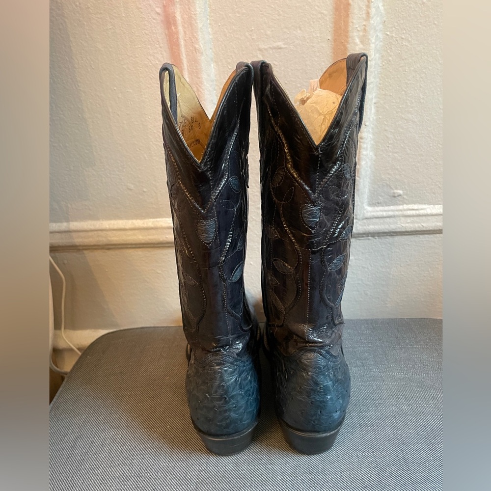 McClintock ostrich blue and black cowboy boots - Picture 3 of 5